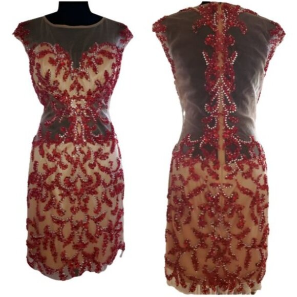 Luxury Designer Beaded Sexy Runway Cocktail Party Evening Prom Embroidery Dress - Picture 7 of 16